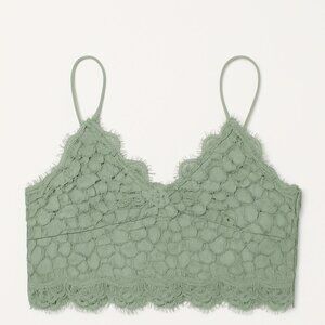 💚 H&M Lace Bralette Crop Top | Sage Green | Side Zip | Size 14